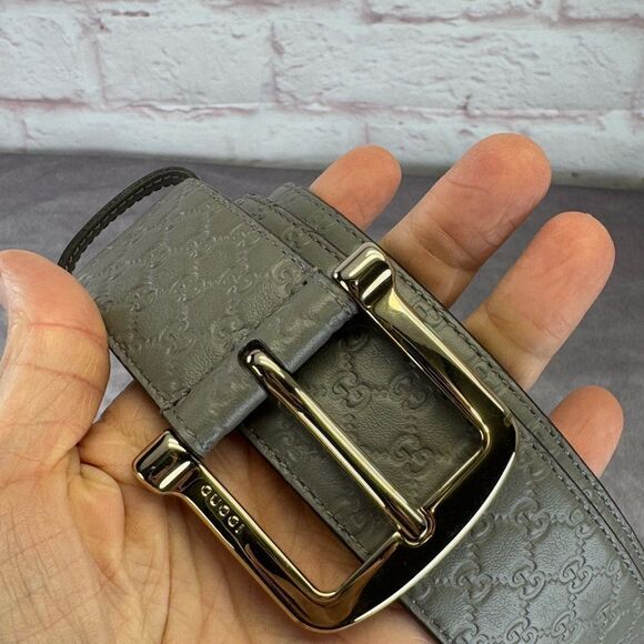 Gucci Microguccissima Embossed Gray Leather Belt 281548 100/40 - Picture 3 of 12